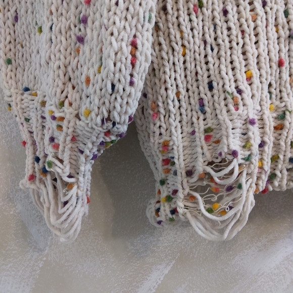 Size S POL Fun Fetti Sweater Distressed Edge Confetti Knit Hoodie Oversized - Picture 2 of 6